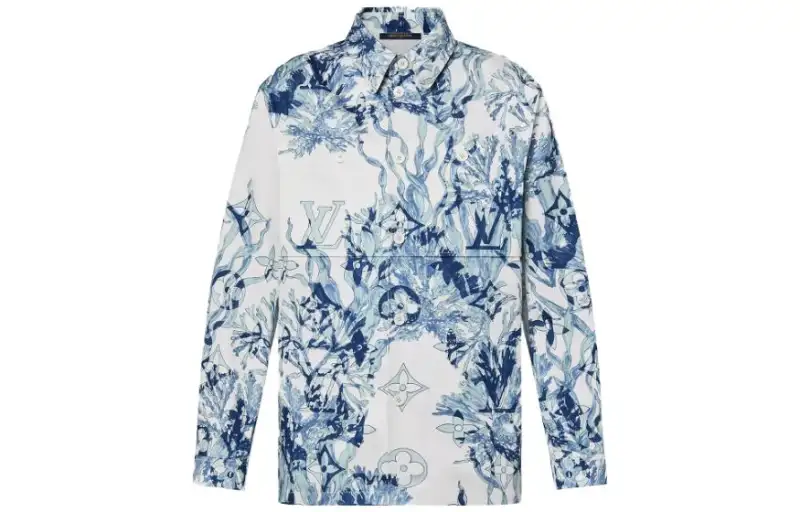 LOUIS VUITTON Shirts Men's Blue Lapel Moderate Other