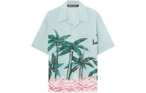 PALM ANGELS Palm Tree Printed Short-Sleeved Shirt
