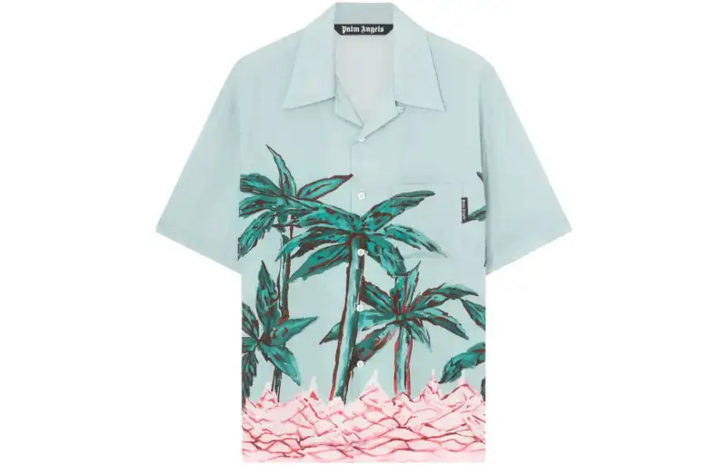PALM ANGELS Palm Tree Printed Short-Sleeved Shirt