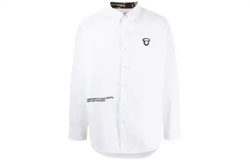 A Bathing Ape logo-embroidered cotton shirt