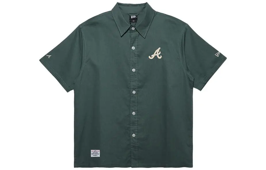 New Era Shirts Men's Green Pointed Collar Moderate Other