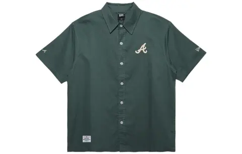 New Era Shirts Men's Green Pointed Collar Moderate Other