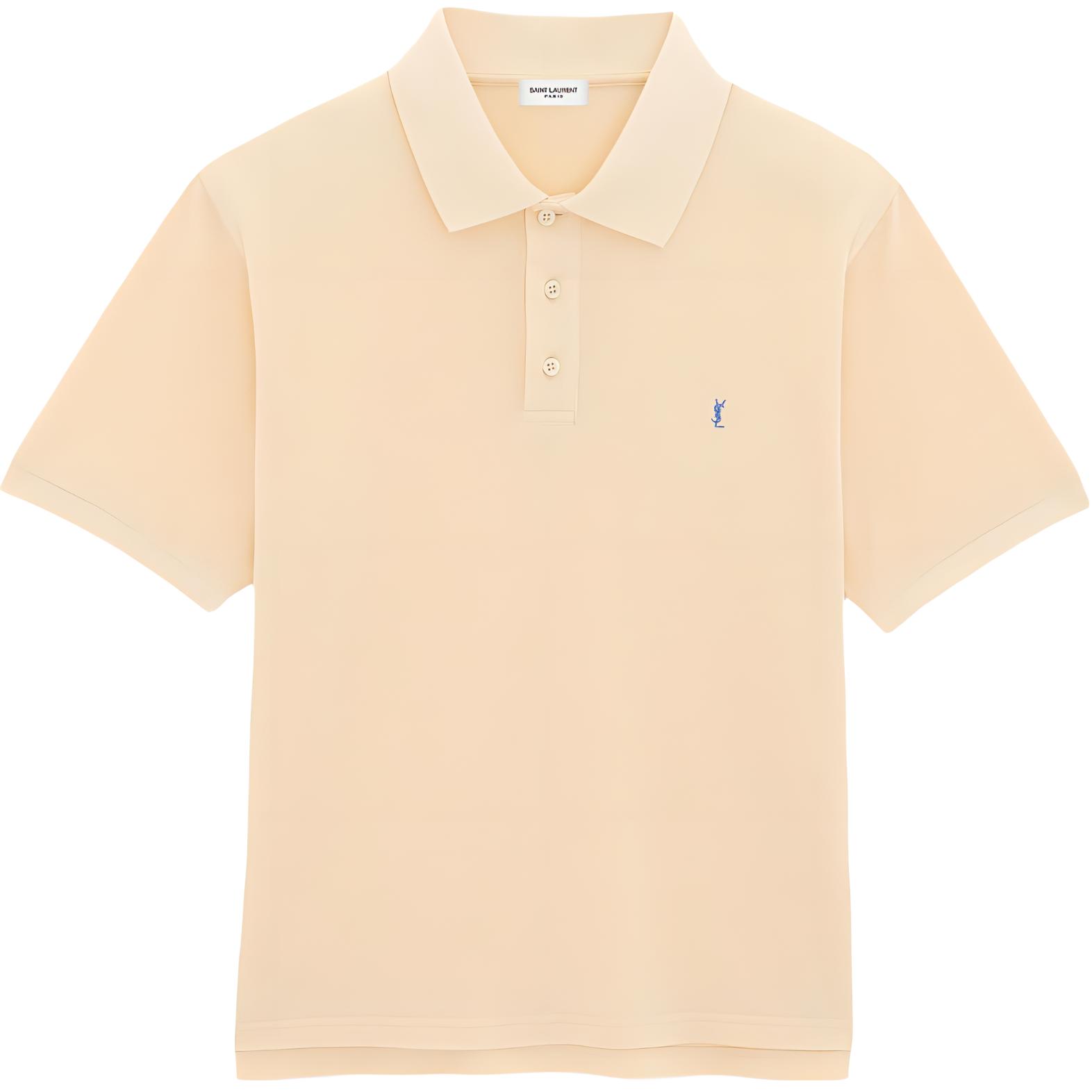 Мужская футболка поло SAINT LAURENT Cassandre Polo Shirt (бежевая)