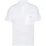 PRADA Polo Shirts Men's White Polo Collar Moderate Straight Fit