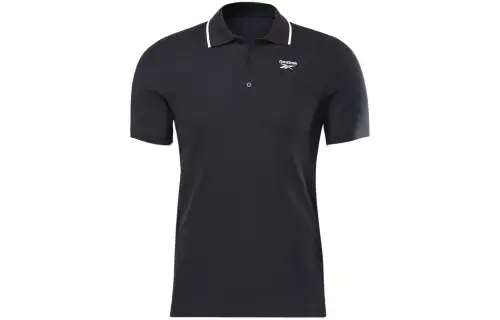 Reebok Polo Shirts Men's Black Polo Collar Moderate Straight Fit