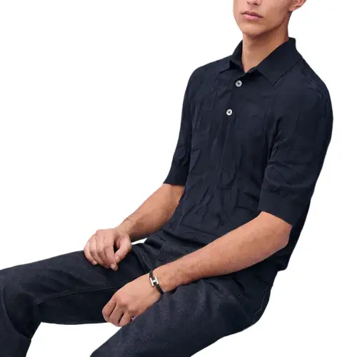 HERMES Polo Shirt Men's Marine Blue