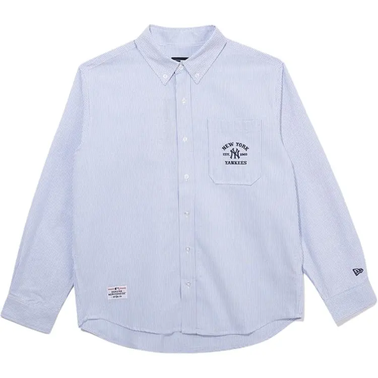 New Era Shirts Men's Blue Lapel Moderate