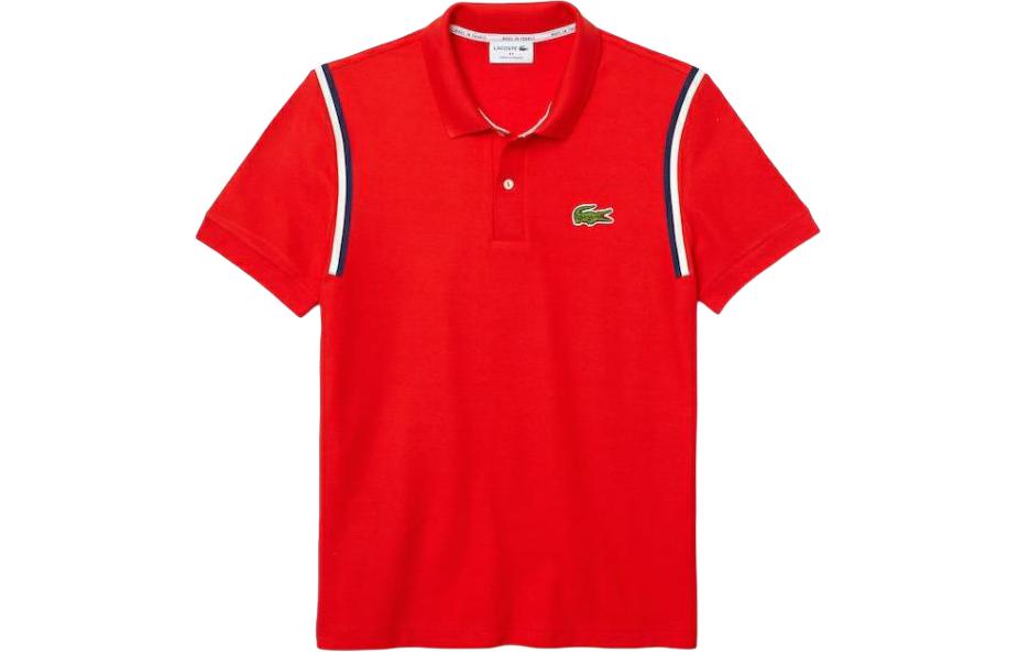 LACOSTE Polo Shirts Men's Red Polo Collar Moderate Straight Fit