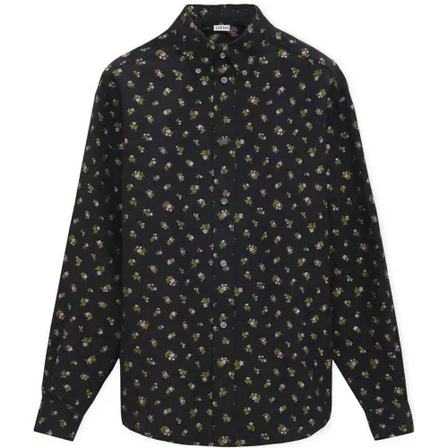 LOEWE Shirts Men's Black Pointed Collar Moderate Other