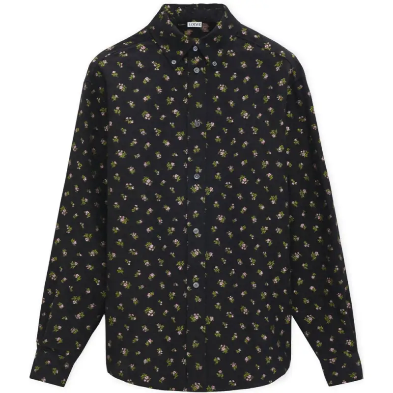 LOEWE Shirts Men's Black Pointed Collar Moderate Other
