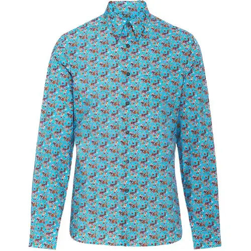 PRADA Shirts Men's Blue Pointed Collar Moderate Shirt