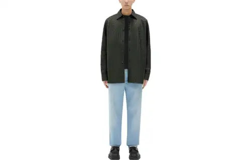Bottega Veneta Shirts Men's Green Lapel Moderate Other