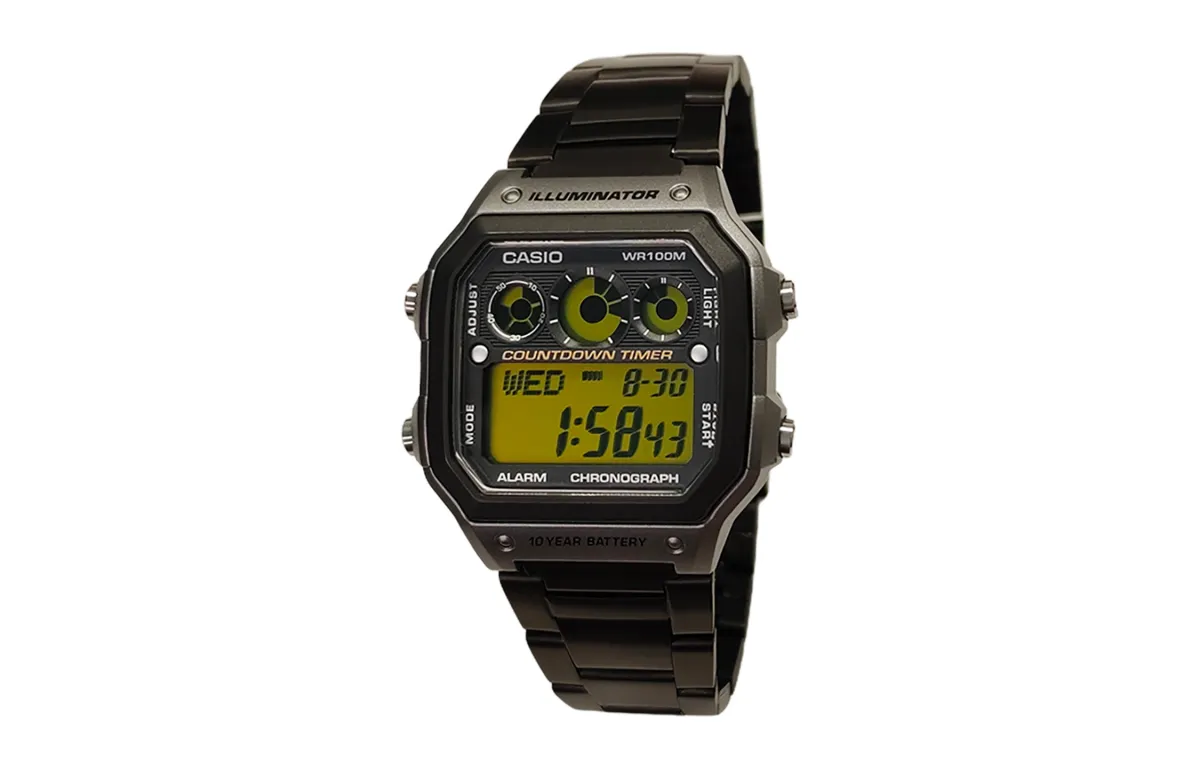 CASIO Custom Collection Quartz Movement Stainless Steel Strap Watch Men's Watches Black Dial