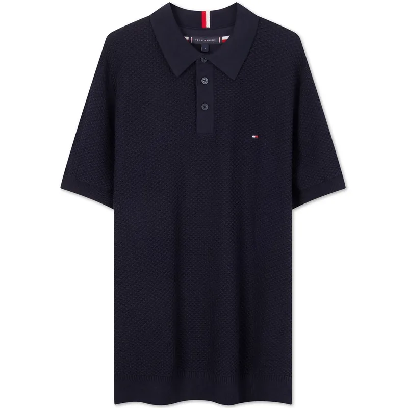 Tommy Hilfiger Logo embroidered Honeycomb Knit Polo Shirt