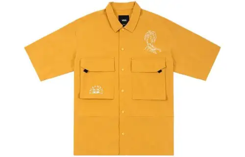 Vans SUMMER VACAY Shirts Men's Yellow Square Collar Moderate Other