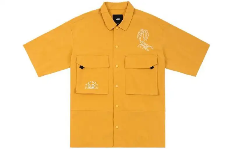 Vans SUMMER VACAY Shirts Men's Yellow Square Collar Moderate Other