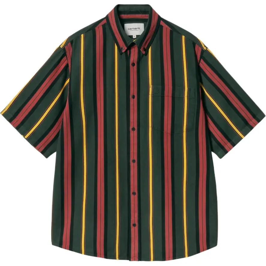 Carhartt WIP Shirts Men's Conifer/Black Pointed Collar Moderate