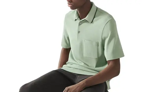 HERMES Polo Shirt Men's Aqua Green