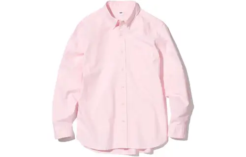 UNIQLO Shirts Unisex Peach Pink Pointed Collar Moderate Other