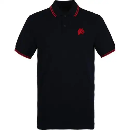 PRADA Polo Shirts Men's Black Polo Collar Moderate Straight Fit