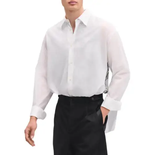 HERMES Shirts Men's White Pointed Collar Moderate Other