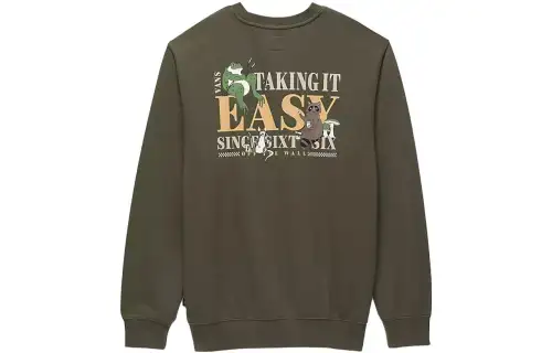 Vans Take It Easy Sweatshirts Men's Green Crew Neck Moderate Regular