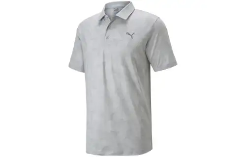 PUMA Golf Polo Shirts Men's Gray Polo Collar Moderate Straight Fit