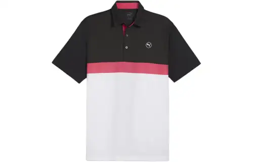 PUMA Polo Shirts Men's Black Polo Collar Moderate Straight Fit