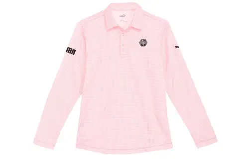 PUMA Golf Polo Shirts Men's Pink Polo Collar Moderate Straight Fit