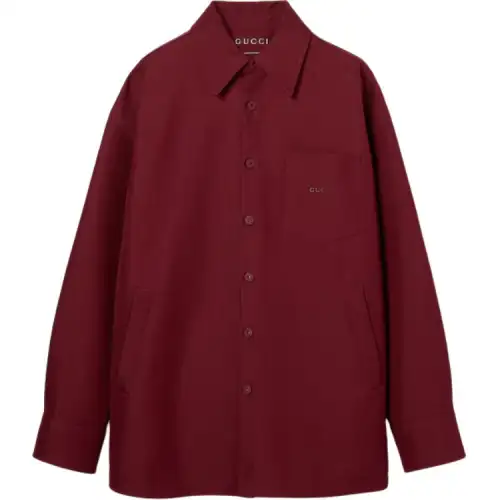 GUCCI Shirts Unisex Red Lapel Moderate Shirt