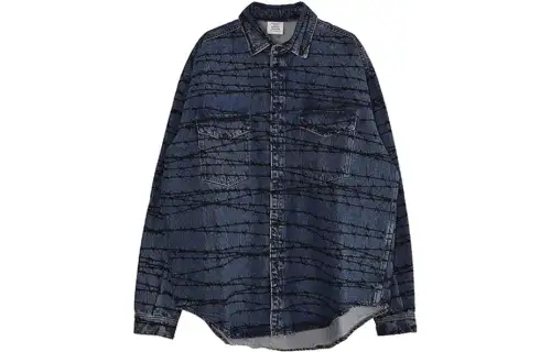 Vetements Shirts Men's Blue Lapel Moderate Denim