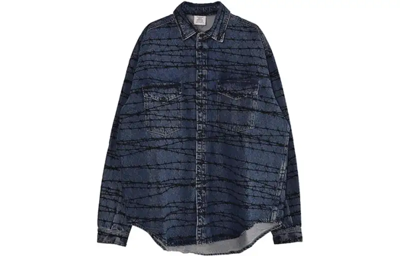 Vetements Shirts Men's Blue Lapel Moderate Denim