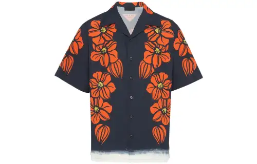 PRADA Shirts Men's Multicolor Cuban Collar Moderate Other