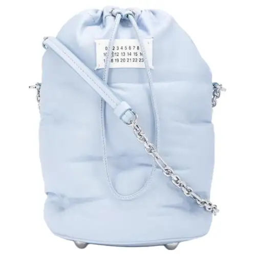 Maison Margiela Leather Cloud Bag, Bucket Bag, Shoulder Bag, Crossbody Bag Women's Sky Blue