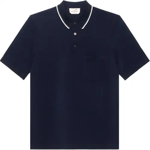 HERMES Polo Shirt Men's Marine Blue