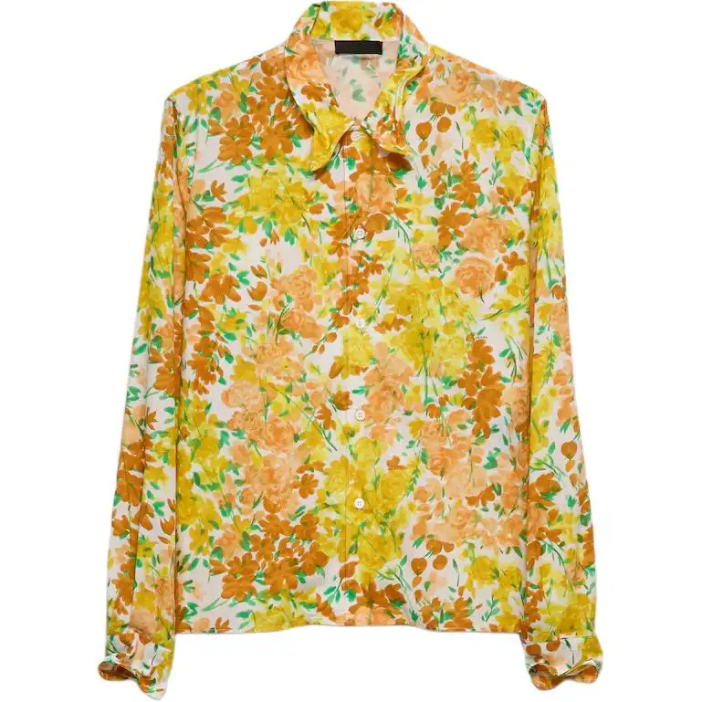 PRADA Shirts Men's Yellow Lapel Moderate Other