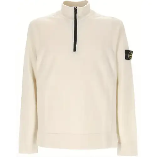 STONE ISLAND Logo Patch Half Zipped Jumper