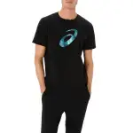 ASICS T Shirts Men's Black 001 Crew Neck Moderate Straight Fit