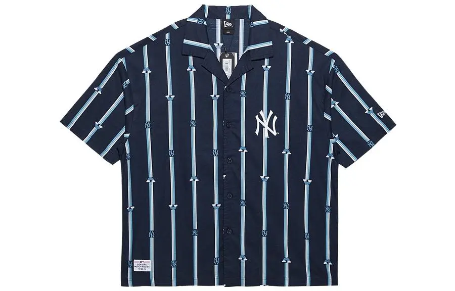 New Era Shirts Men's Navy Blue Lapel Moderate Straight Fit