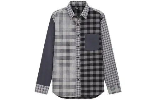 UNIQLO Shirts Unisex Sky Gray Pointed Collar Moderate Other