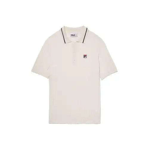 FILA Polo Shirts Men's Beige Polo Collar Moderate Straight Fit
