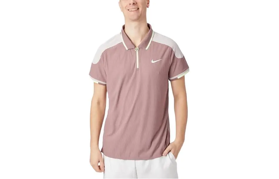 Nike Polo Shirts Men's Brown Pointed Collar Moderate Straight Fit