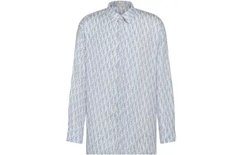 DIOR Shirts Men's Blue Pointed Collar Moderate Shirt