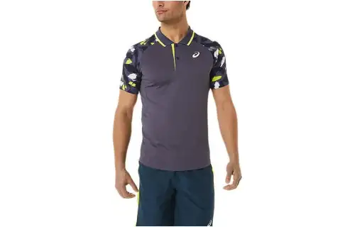 ASICS Dry Graphic Polo Shirts Men's Gray Polo Collar Moderate Other