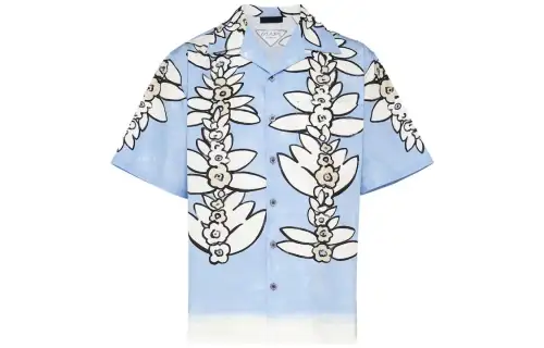 Prada floral-print cotton bowling shirt