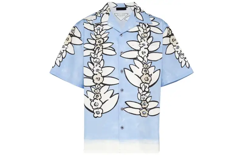 Prada floral-print cotton bowling shirt
