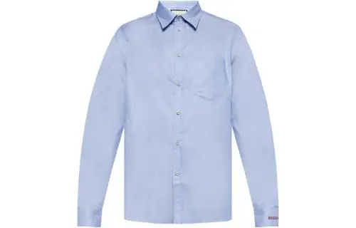 GUCCI Shirts Men's Blue Pointed Collar Moderate Other