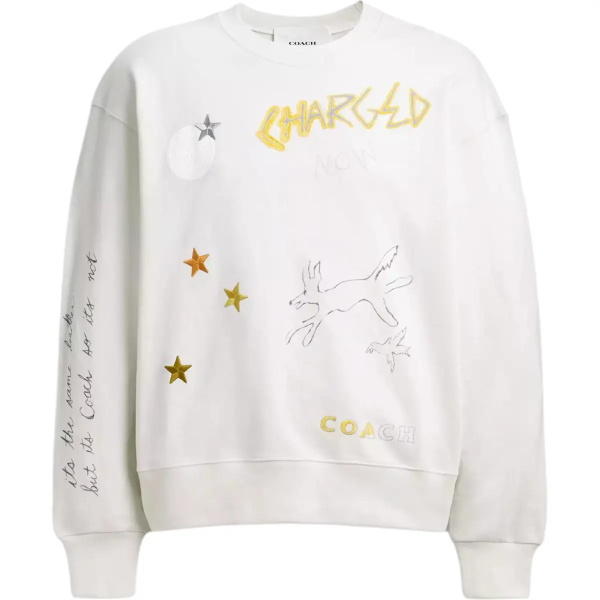 COACH Sweatshirts Men's White Crew Neck Moderate Regular