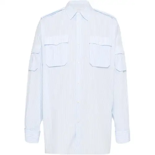 PRADA Shirts Men's Sky Blue Lapel Moderate