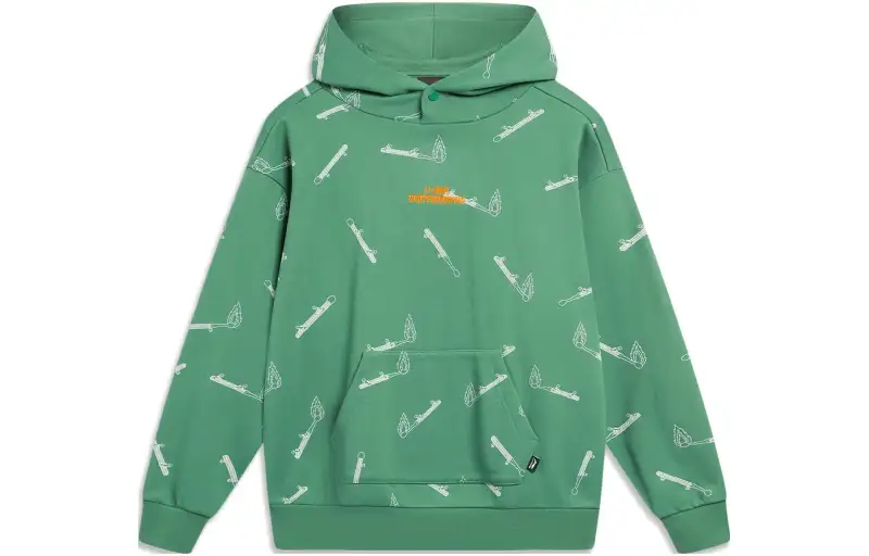 Li Ning Sweatshirt Unisex Deep Palace Green Print
